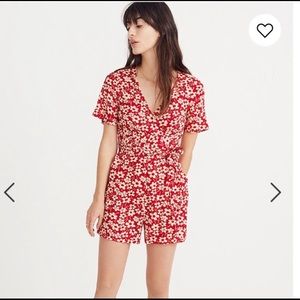 Madewell Red Floral Romper